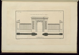 Plan et elevation d'une porte de campagne