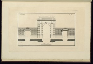 Plan et elevation d'une porte de jardin