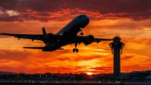 Plane Takeoff Sunset Silhouette