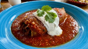 Plated Chili Relleno with Salsa
