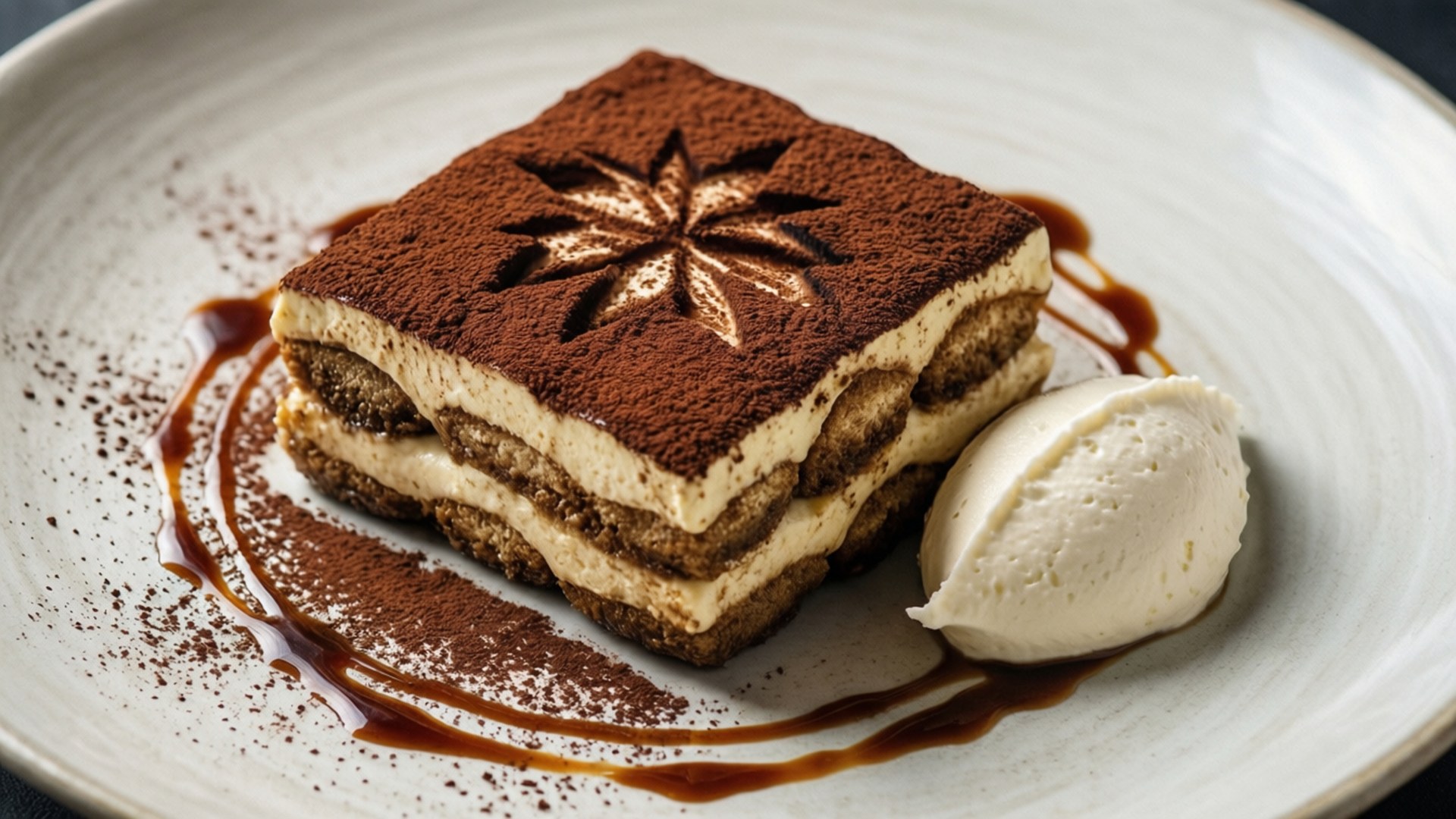 Plated Tiramisu Dessert by Wallpapers.art Studio