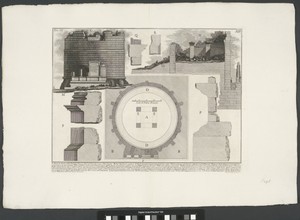 Plattegrond, details en opstand van de graftombe van de Plauzi familie