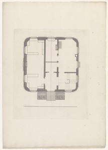 Plattegrond van de benedenverdieping van het rechtbank te Westzaan