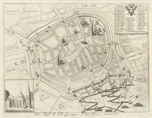 Plattegrond van de stad Groningen tijdens het beleg van 1594