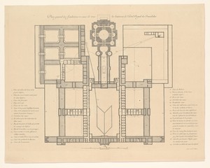 Plattegrond van het fundament en de kelders van het Hotel des Invalides te Parijs