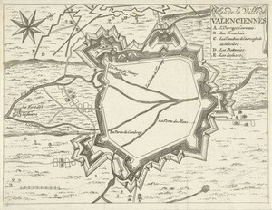 Plattegrond van Valenciennes, 1673-1686