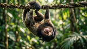 Playful Hanging Marmoset
