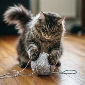 Playful Nebelung with Yarn