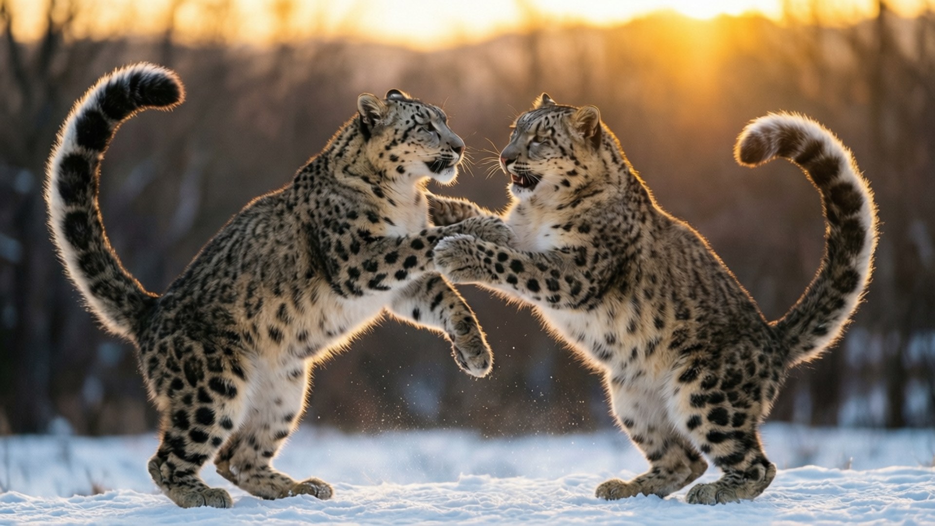 Playful Standoff at Sunset by Wallpapers.art Studio