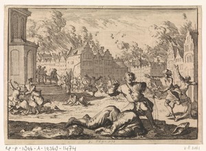 Plein te Münster tijdens de belegering door bisschop Christoph Bernhard von Galen, 1657