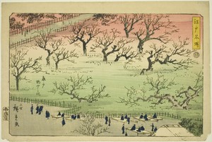 Plum Garden at Kameido (Kameido Umeyashiki), from the series "Famous Places in Edo (Edo meisho)"