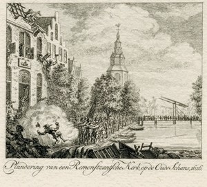 Plundering van een Remonstrante kerk op de Oude Schans, 1626
