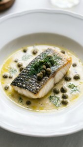 Poached Halibut in Wine Sauce
