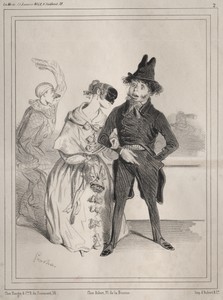 Pochades de carnaval:  C'est singulier! elle me dit que je suis Philibert Désormeaux, et que je passe pour un imbecile!! ....où diable à-t-elle sù cela?