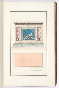 POELE dans le genre moderne, avec trophies, pilastres et arabesques