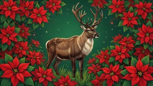 Poinsettia Field Reindeer