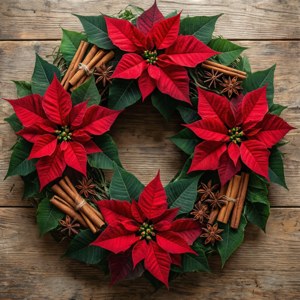 Poinsettia Wreath Flatlay