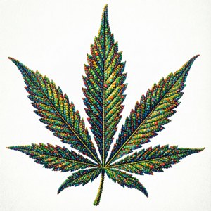 Pointillism Cannabis Leaf