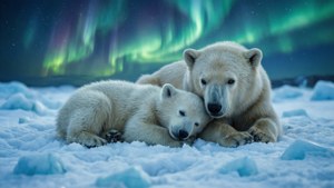 Polar Bear Aurora Nap
