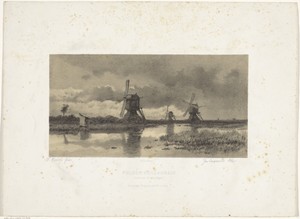 Polderlandschap met molens bij Dordrecht