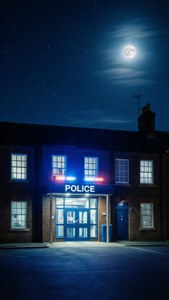 Police Station at Night