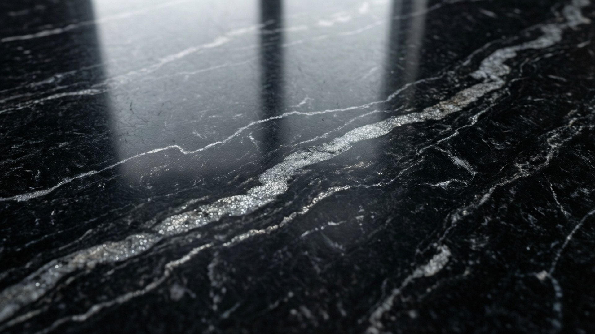 Polished Black Granite Veins by Wallpapers.art Studio