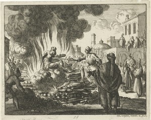 Polycarpus op de brandstapel doodgestoken