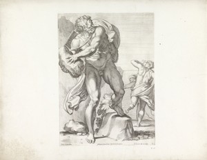 Polyphemus gooit een steen naar Acis