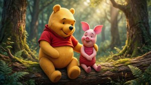 Pooh and Piglet on Log