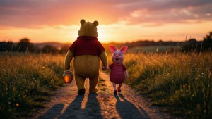 Pooh and Piglet Sunset