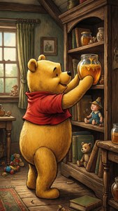 Pooh Reaching Honey Jar