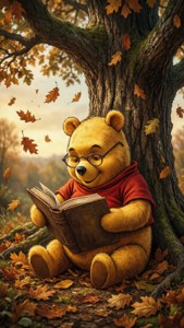 Pooh Reading Under Oak