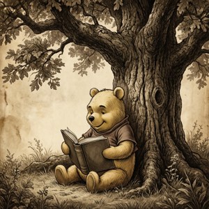 Pooh Reading Under Oak
