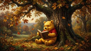 Pooh Reading Under Oak