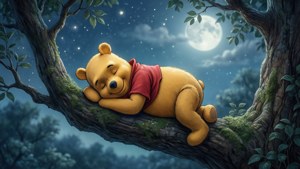 Pooh Sleeping on Branch