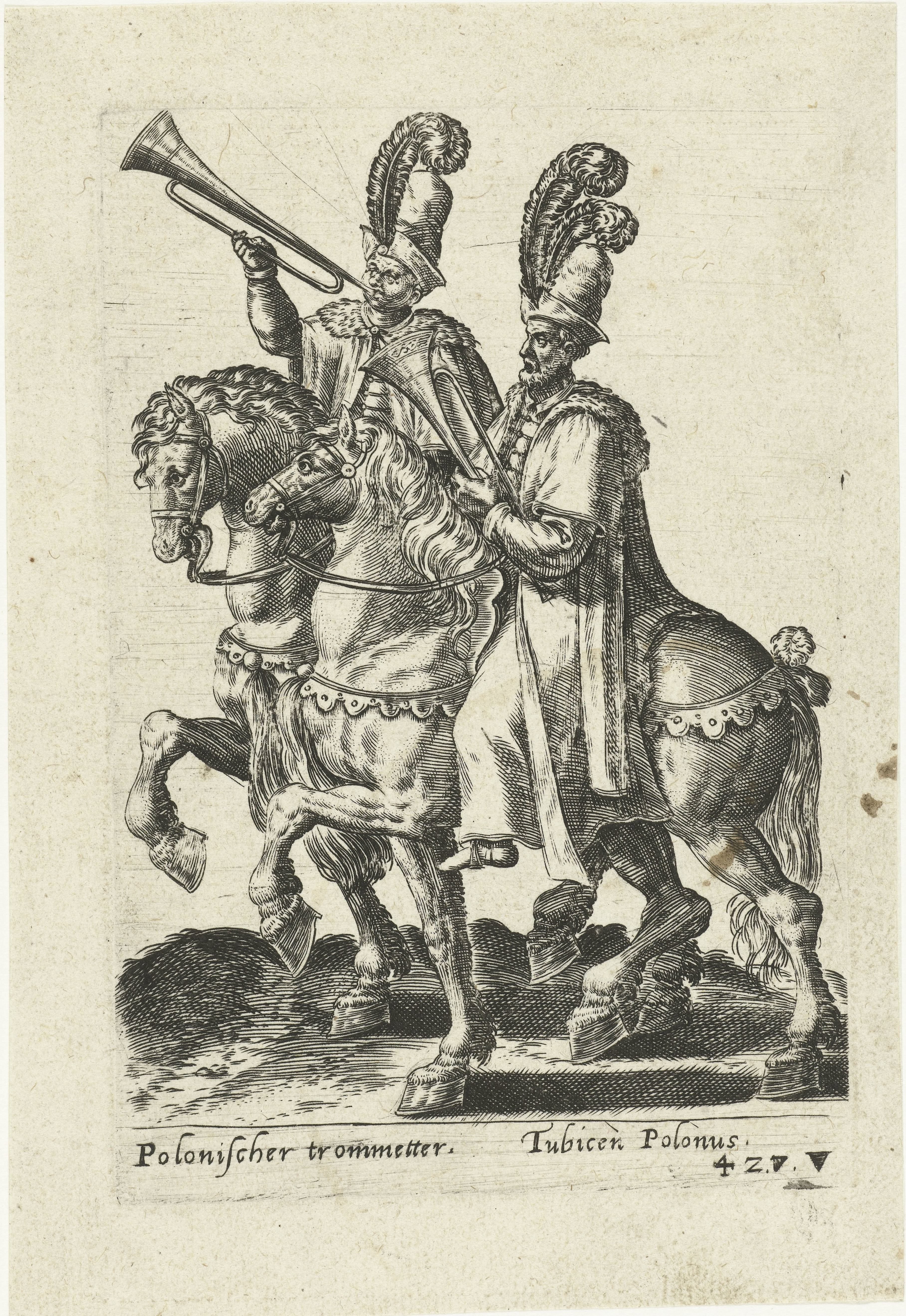 Poolse herauten te paard by Abraham de Bruyn
