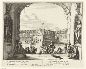 Poort en vijver in het park van Enghien