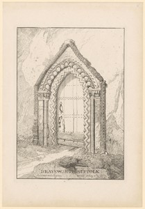 Poort met houten deur en sleutel in Braiseworth