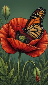 Poppy Butterfly Vector