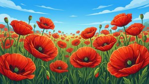 Poppy Field Blue Sky