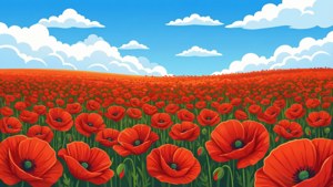 Poppy Field Blue Sky