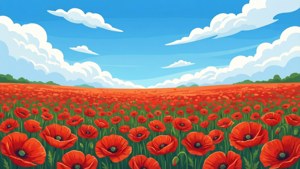 Poppy Field Blue Sky