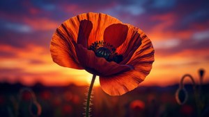 Poppy Sunset Silhouette