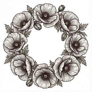 Poppy Wreath Vector