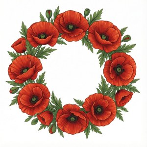 Poppy Wreath Vector