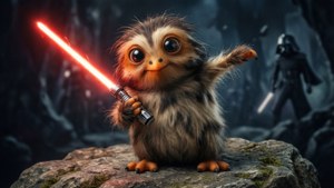 Porg with Lightsaber
