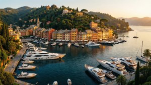 Portofino Harbor Aerial Golden Hour