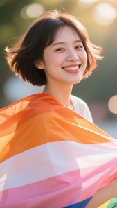Portrait with Lesbian Flag