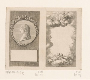 Portret en decoratieve omlijsting voor een titelpagina