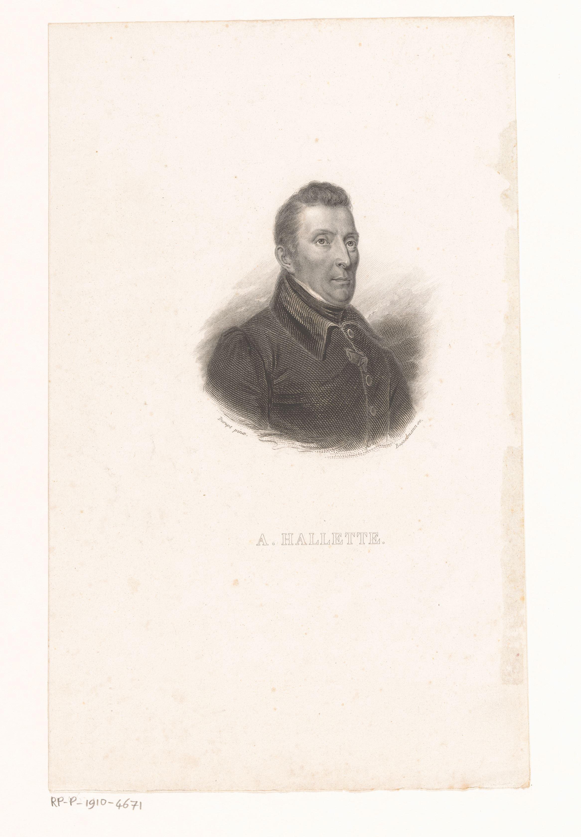 Portret van A. Hallette by A. Bosselman